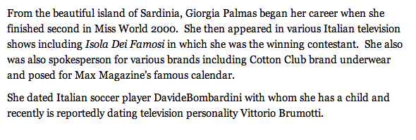 Giorgia Palmas - From The Beautiful Island of Sardinia.@PaulsOnTSQ <a href="/UnclePaulsPizza/">Uncle Paul's Pizza</a>