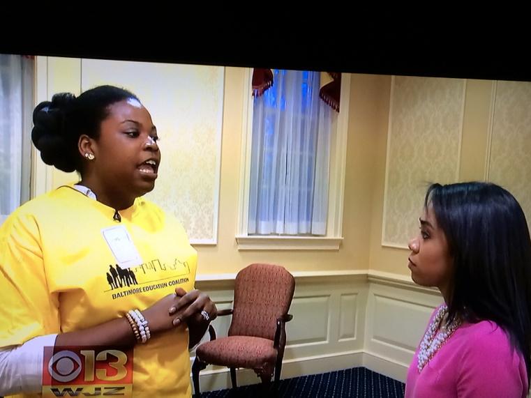 edaclumd's tweet photo. @cbsbaltimore interviews @CityNeighbors teacher- our kids need support, not fewer staff #stop35mcut @DelMaggie43 http://t.co/Qou6iFKTBr