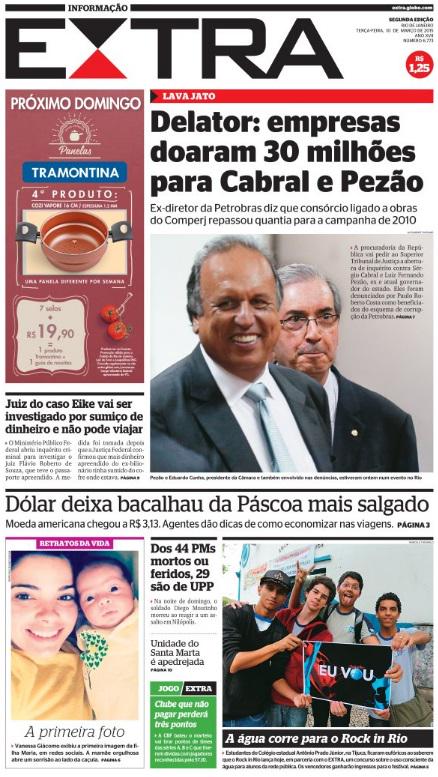 jornalextra's tweet image. Bom dia! Esta é a capa de hoje do EXTRA. Acompanhe as notícias também pelo site: extra.globo.com