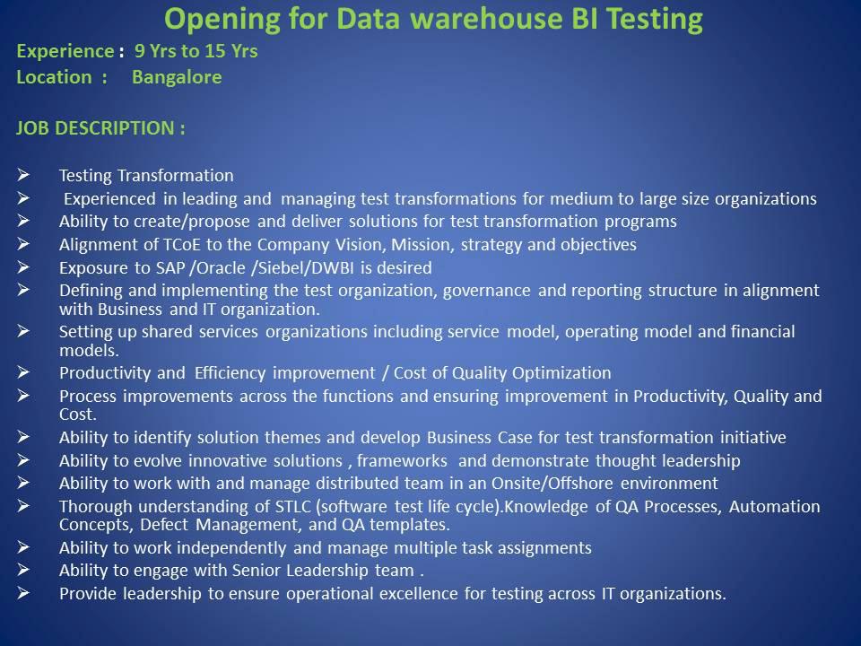 Logesware's tweet photo. #Hcltechjobs@hcltech Hiring Datawarehouse Testing@DWH BI testing Architects for Bangalore location.JD Below image http://t.co/b8FRf8a4Pn