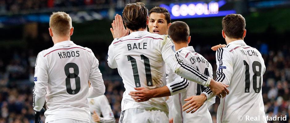 realmadrid's tweet photo. El campeón de Europa busca su pase a cuartos de final #RealMadridvsSCH #HalaMadrid http://t.co/ENhZWAQx5n http://t.co/3stTUFNpdh