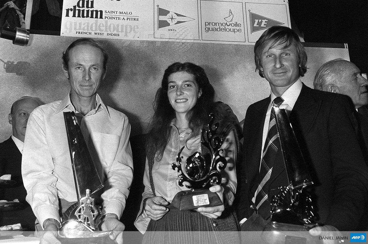 Florence #Arthaud, 21 ans, récompensée après avoir terminé 5e de la Route du Rhum en 1979 #AFP