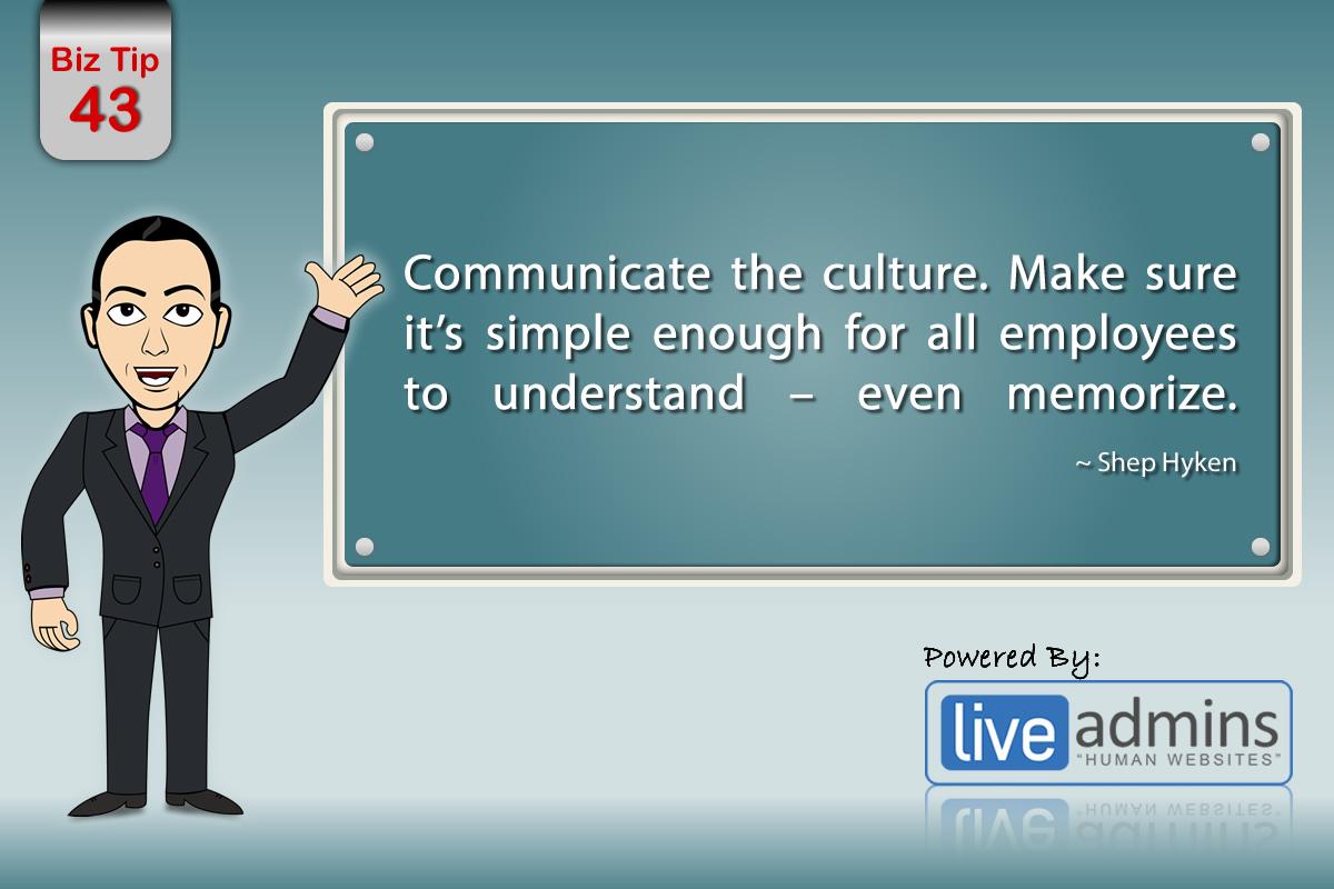 LiveAdmins's tweet photo. Communicate the culture… by @Hyken #superCSR
@billquiseng @LeadToday @tedcoine @tedcoine @TheCXMagazine @CXpert http://t.co/d89mEFfzSH