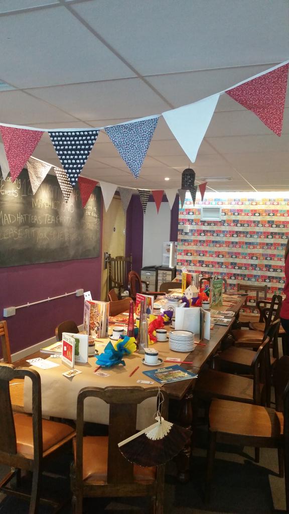 PUWritingCafe's tweet photo. Welcome to the Mad Hatter's Tea Party http://t.co/SNhhx5xrXu