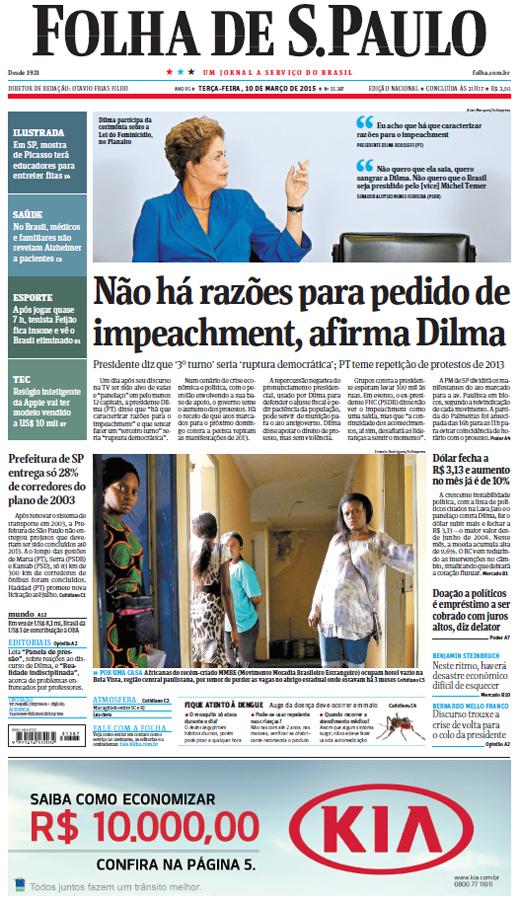 folha's tweet image. Bom dia! Esta é a capa da Folha de hoje: