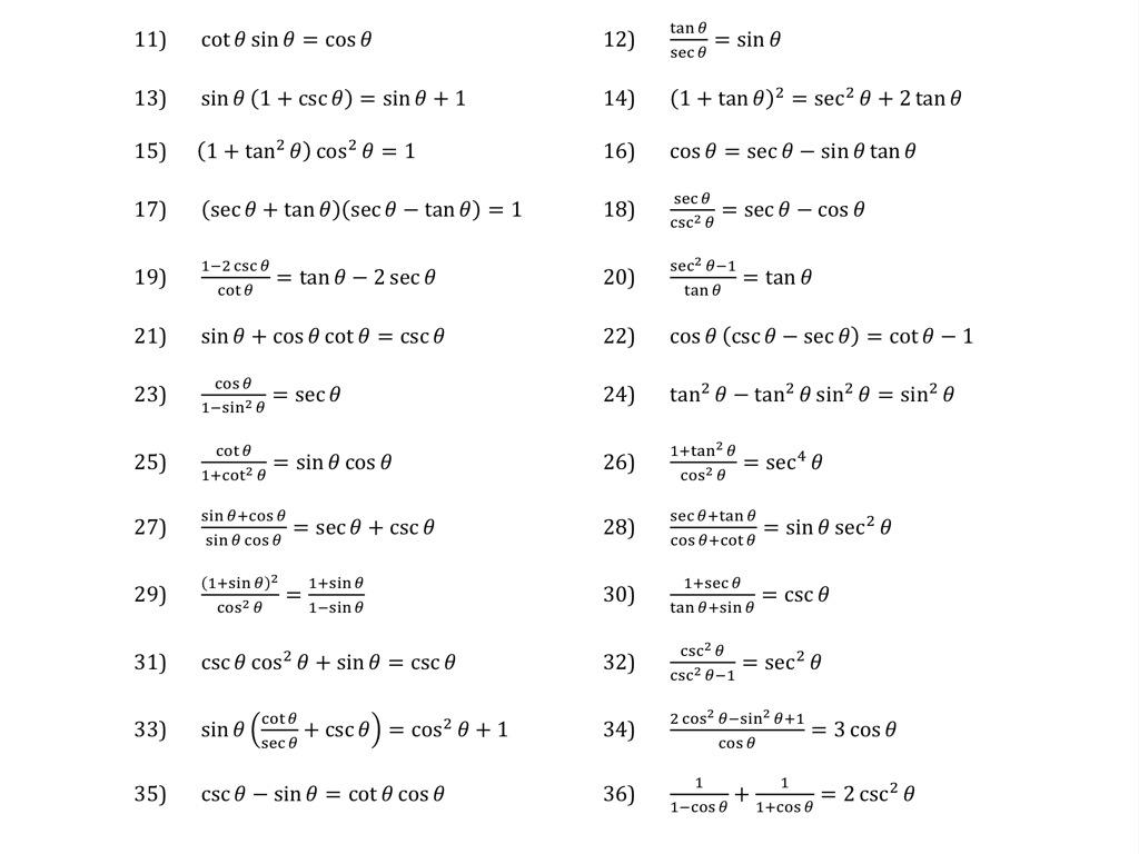 Double Angle Identities Worksheet