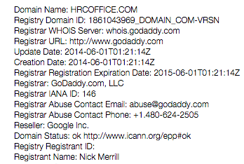 Another domain used for Clinton e-mails hrcoffice.com