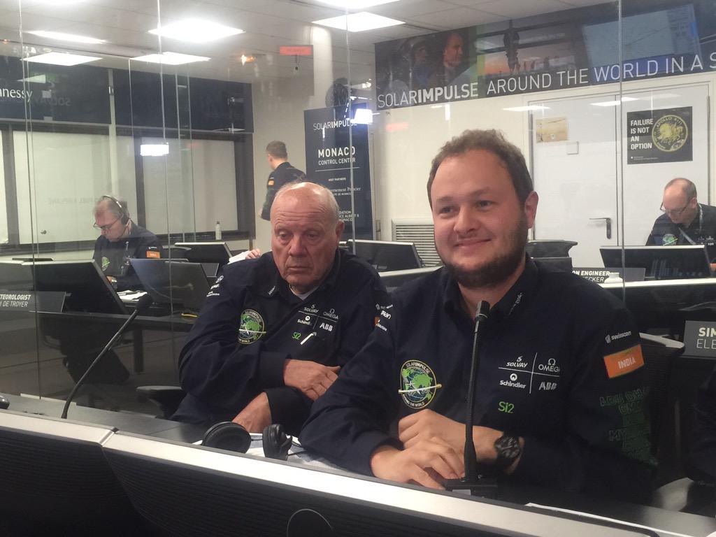 solarimpulse's tweet image. The #solarimpulse Air Traffic Control team keep @bertrandpiccard in safe airspace approaching Ahmedabad