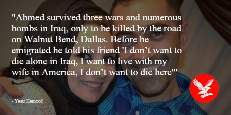Ahmed Al-Jumaili fled Iraq to escape Isis, only to be gunned down in Dallas, Texas. B_vGfkfVEAEpIFD