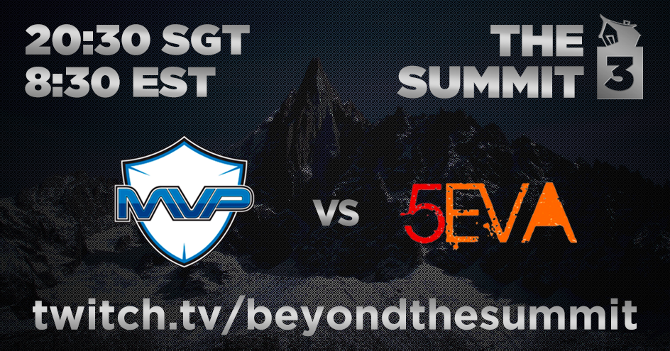 BTSdota's tweet image. .@SC2MVP vs 5Eva is the next match of #TheSummit3! With commentary by @LDdota &amp;amp; @BTSGoDz -  twitch.tv/beyondthesummit