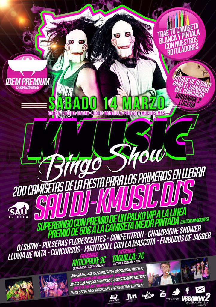 KmusicShowTour's tweet photo. ¡Faltan 4 días! 

SORTEAMOS CAMISETA de "Kmusic Bingo Show" para este Sábado entre los RT
+ de 300 entradas vendidas http://t.co/SKfKRoYOXy