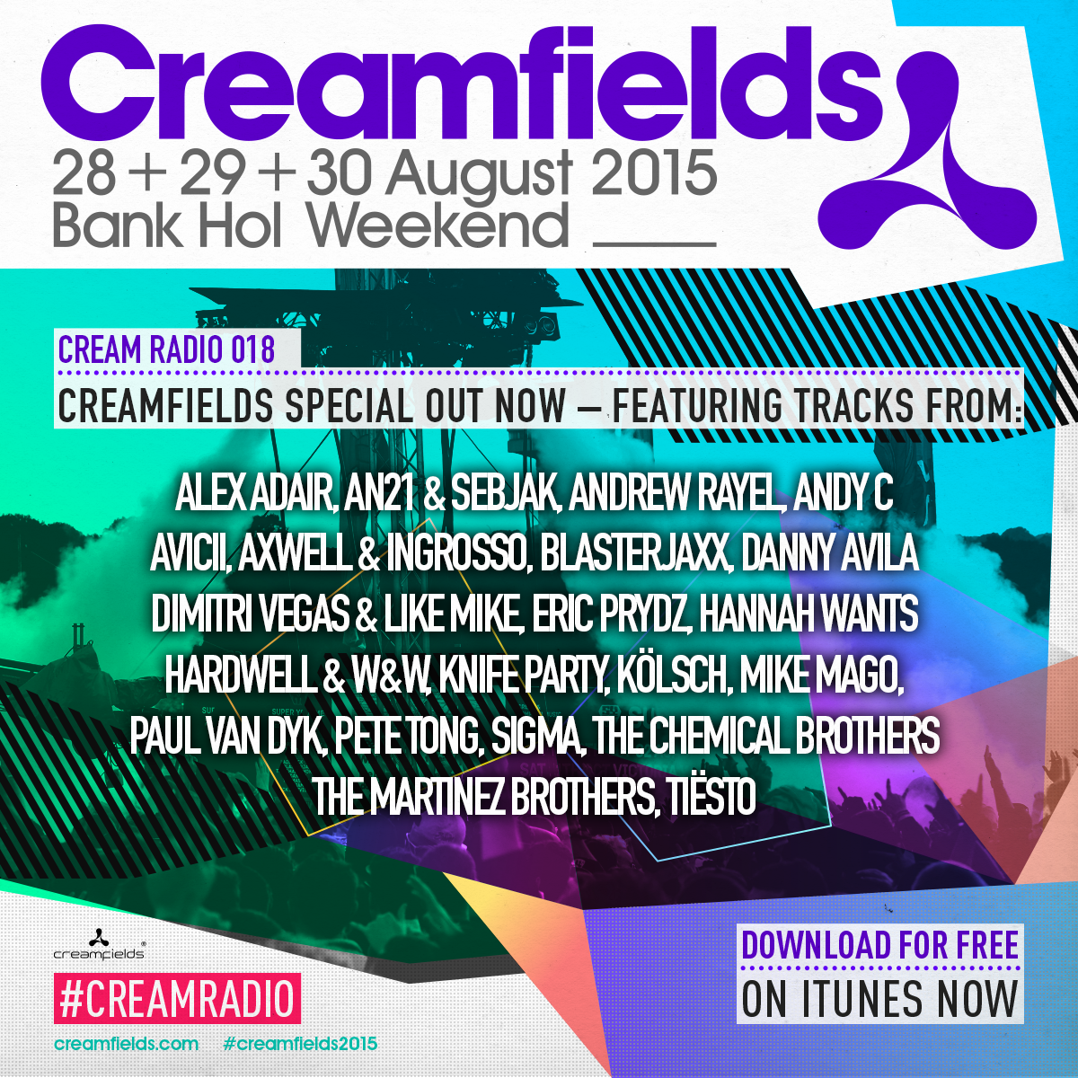 Creamfields's tweet photo. Our new #CREAMRADIO Creamfields 2015 special is out! Listen and find out how to win tickets! http://t.co/lB1fEPQHN3 http://t.co/5AKc59C5Un