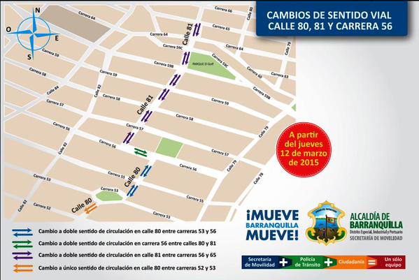 TransitoBaq's tweet image. A  partir del jueves 12 de marzo estas vías volverán a su sentido original goo.gl/IRrlHc