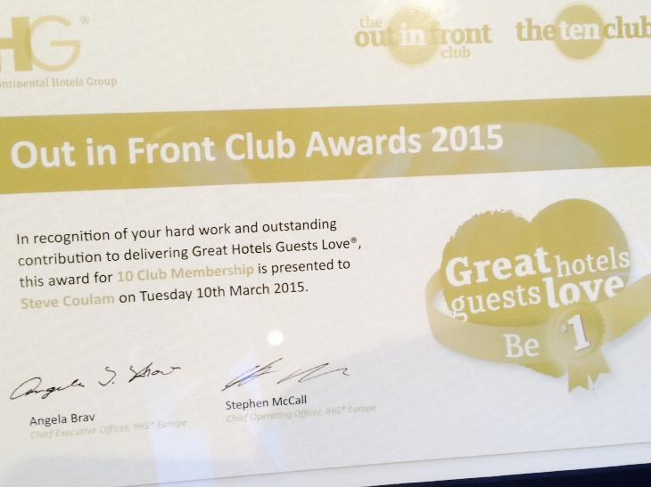 stevecoulam's tweet image. Great achievement by @HIHemelHempM1 delivering a top 10 performance in Europe for IHG in 2014 #proudgm