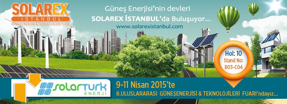SolarTurkEnerji's tweet photo. 9-11 Nisan 2015 'te 8.Uluslararası SOLAREX Güneş Enerjisi &amp; Teknolojileri Fuarındayız. ->>"Hol:10 Stand No : B03-C04" http://t.co/cAse9ppML0