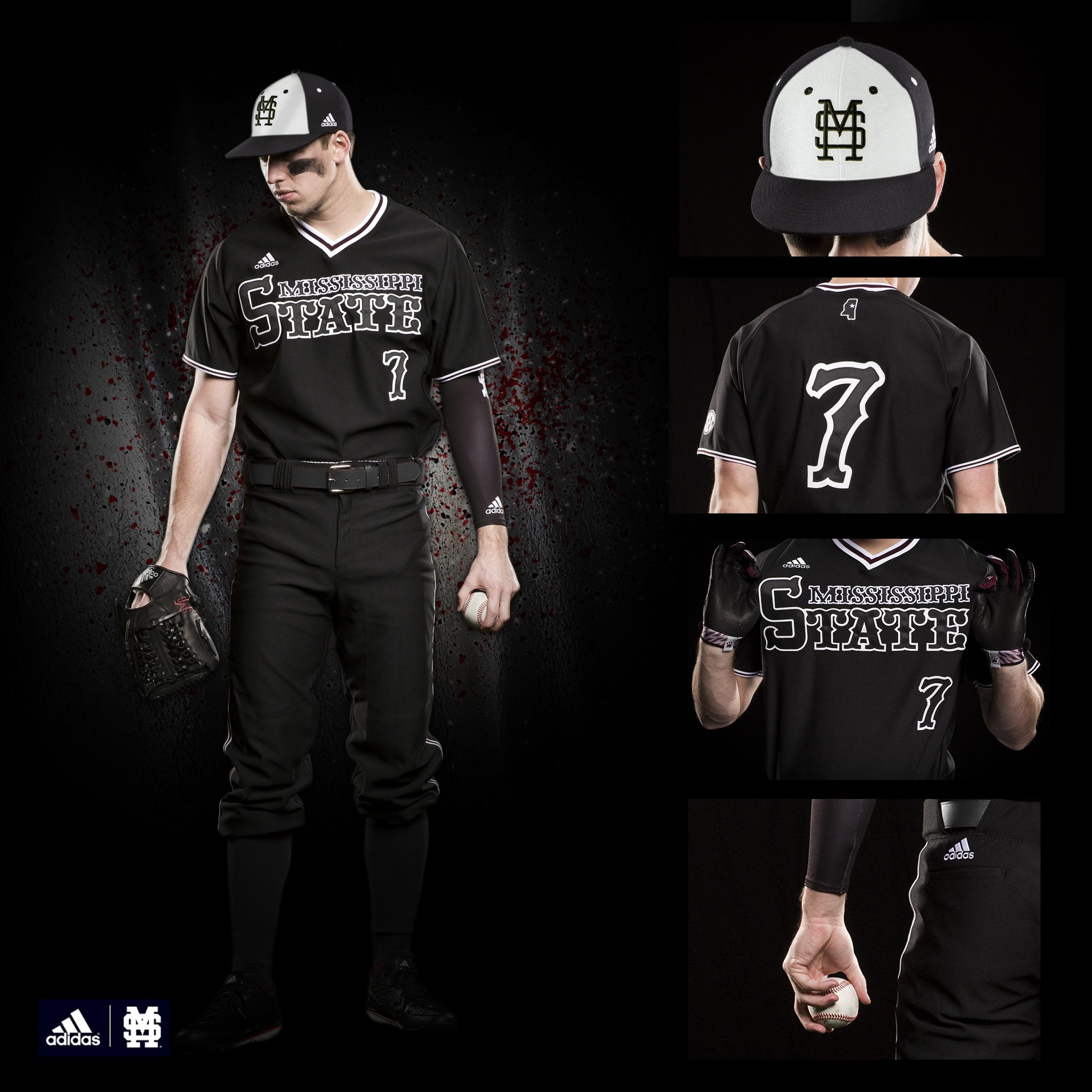 Mississippi State Baseball on X: A closer look at today's uni: -Black/White  M over S cap -Black 1985 top -Black pants #TeamAdidas #HailState   / X