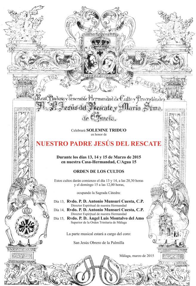 HdadRescate's tweet photo. Triduo de Jesús del Rescate: viernes-sábado (20.30h) y domingo (12.00h) en nuestra casa de hermandad #CofradiasMLG http://t.co/3hcLRj4U0o