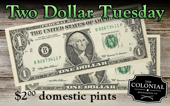 TheColonialBing's tweet photo. Two dollar Tuesdays at #thecolonialbing! See you at 5pm for #2dollardrafts! http://t.co/3iRNOyWyGt