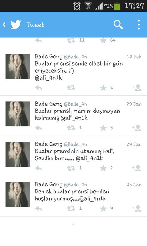 Bade'nin her 4 tweetinin 4'ü Ali ;) <a href="/ali_4n1k/">Ali♡Yaprak_4N1K İLK AŞK</a> <a href="/Bade_4n/">Bade Genç</a> <a href="/yaprak_4n1k/">Yaprak Ayvaz</a>