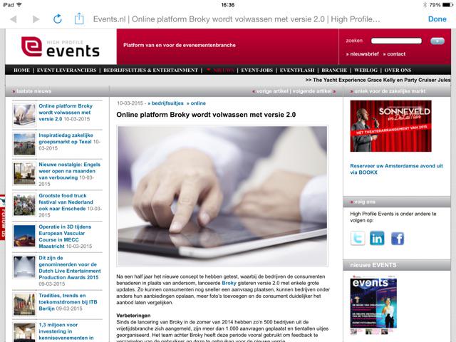 #Events_NL: Online platform <a href="/BrokyNL/">Broky</a> wordt volwassen met versie 2.0 dlvr.it/8vlsw2 #bedrijfsuitjes #uitjes