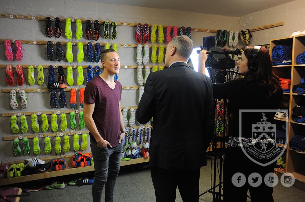BurnleyOfficial's tweet photo. PHOTO: Fredrik's first interview as a Claret will be coming up on @ClaretsPlayer shortly. #UlvestadSigns http://t.co/wfekxELEbT