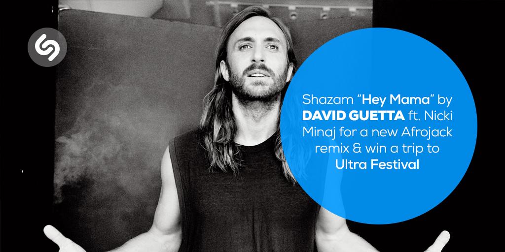 davidguetta's tweet photo. .@shazam HEY MAMA ft @nickiminaj to win a trip to #Ultra + hear new @djafrojack remix (coming to @beatport 3/16) http://t.co/Go3Sfddyhg