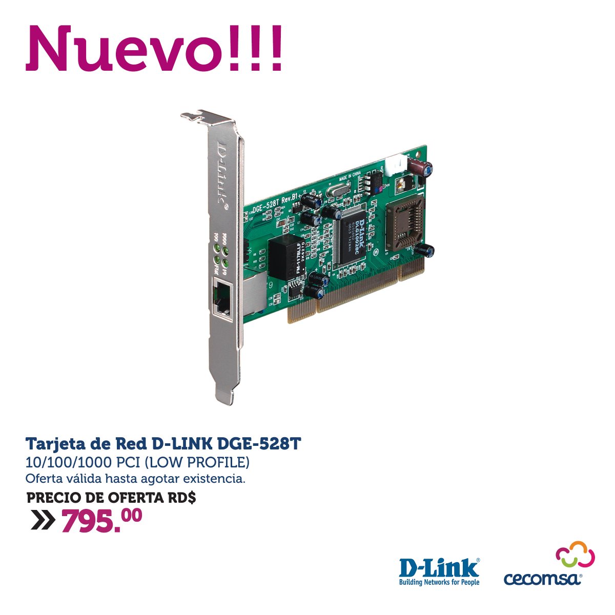 CecomsaRD's tweet image. Tarjeta de Red D-LINK DGE-528T PCI #New #NetworkAdapter #AutoDetection