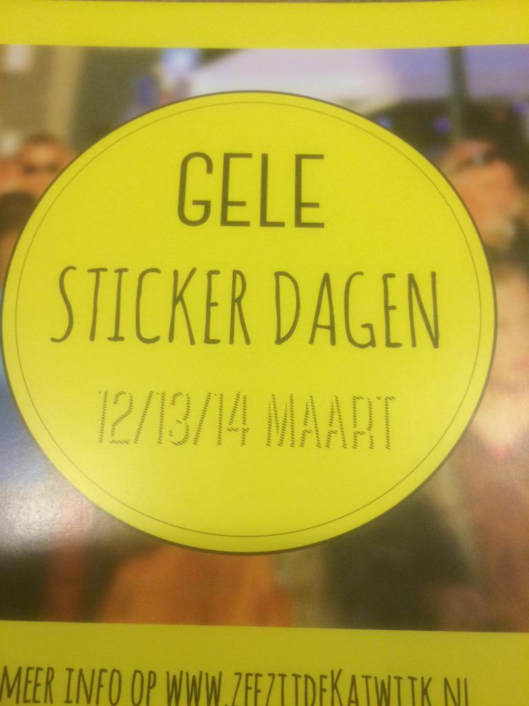 Gele stickerdagen 12,13 en 14 maart . Elke dag een andere aktie . Zie onze etalage welke aktie .