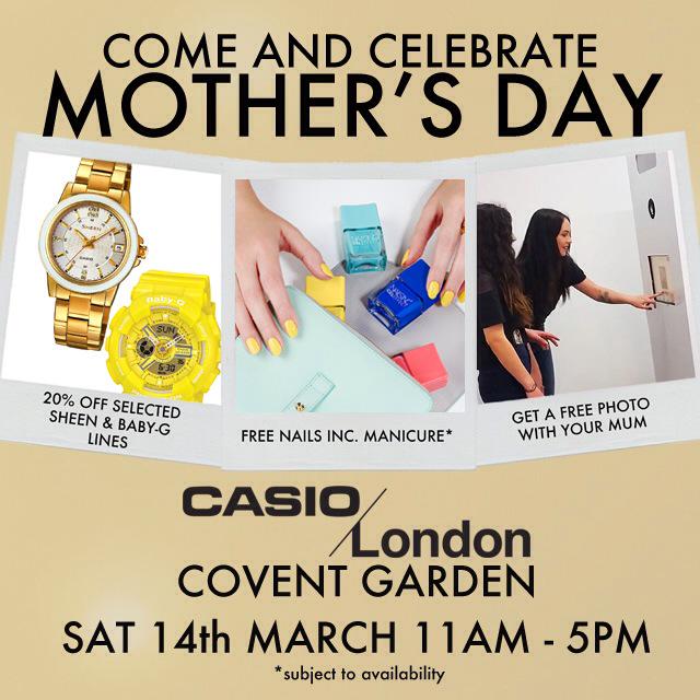 SheenWatches's tweet photo. Come down to @CasioLDN to celebrate #MothersDay #freeevent with @nailsinc manicures! #London http://t.co/b0LHcB5SiW