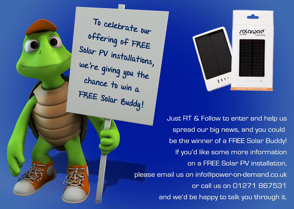 PODLtd's tweet image. To celebrate #POD now offering FREE #SolarPV installations we're giving away a #SolarPodBuddy Just RT&amp;amp;follow to enter