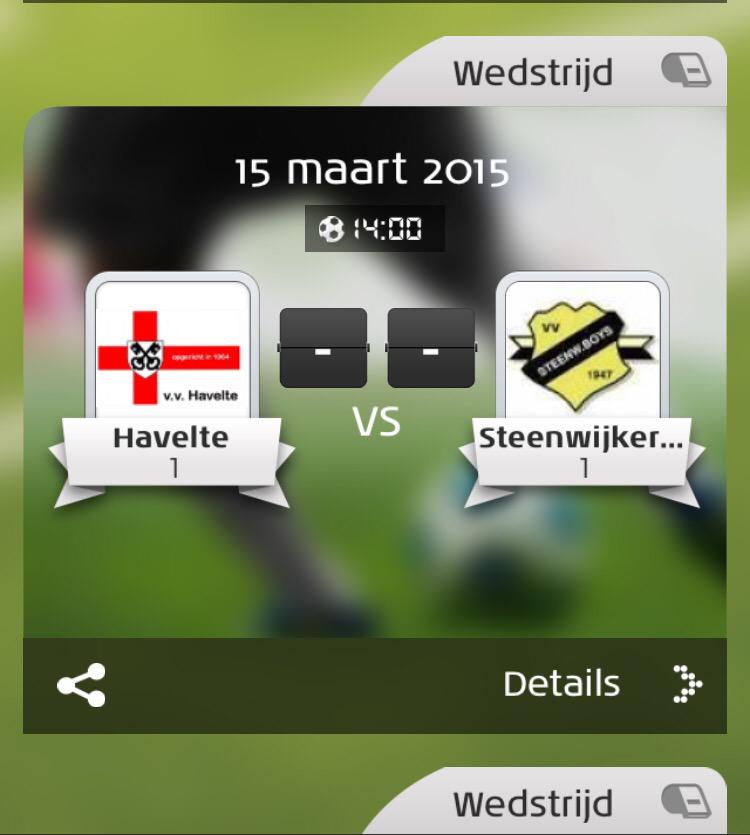 Zondag 15 maart 2015 | uit naar Havelte  |kom allen naar Sportpark Meerkamp | aanvang wedstrijd 14.00 uur |