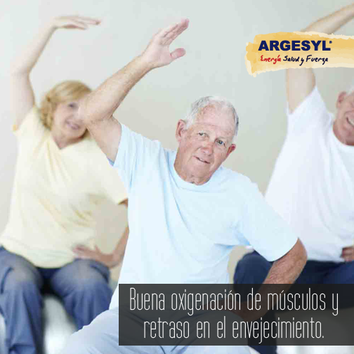Argesyl Forte contribuye a una buena oxigenación muscular y ocasiona un retraso en el envejecimiento del organismo.