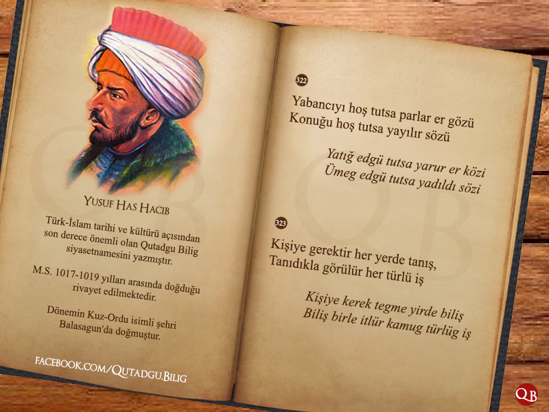 Yabanı hoş tutsa parlar gözü,konuğu hoş tutsa yayılır sözü.Kişiye gerekir heryerde tanış,Tanışla görülür hertürlü iş.