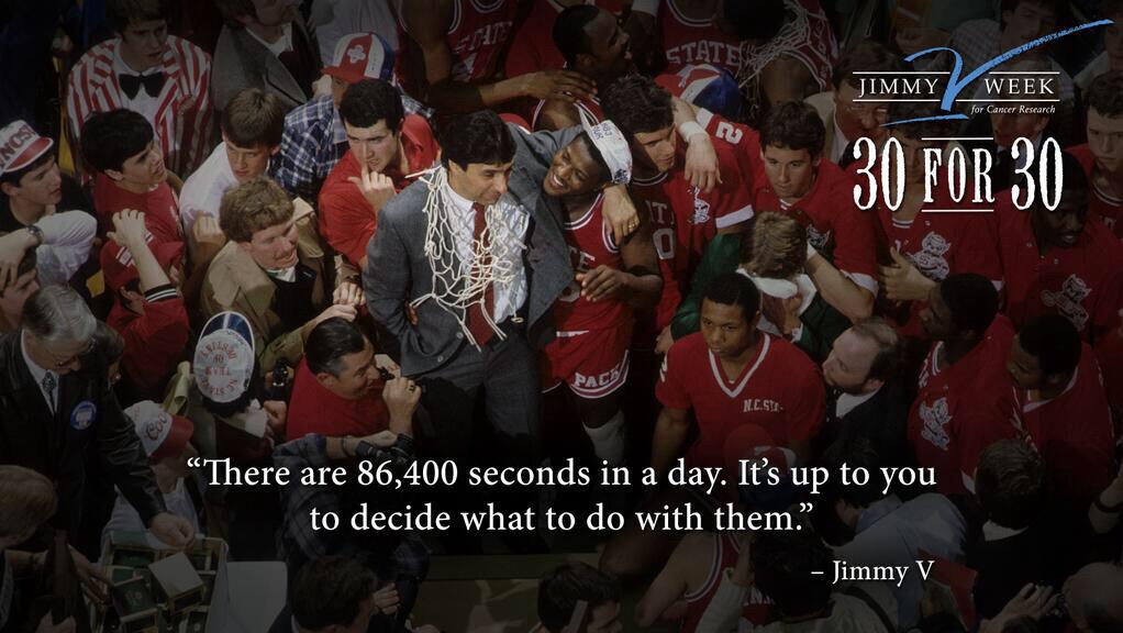 I grew up learning Jim Valvano quotes from my Dad. Happy Birthday, Coach. Our blood will always run Wolfpack Red. 