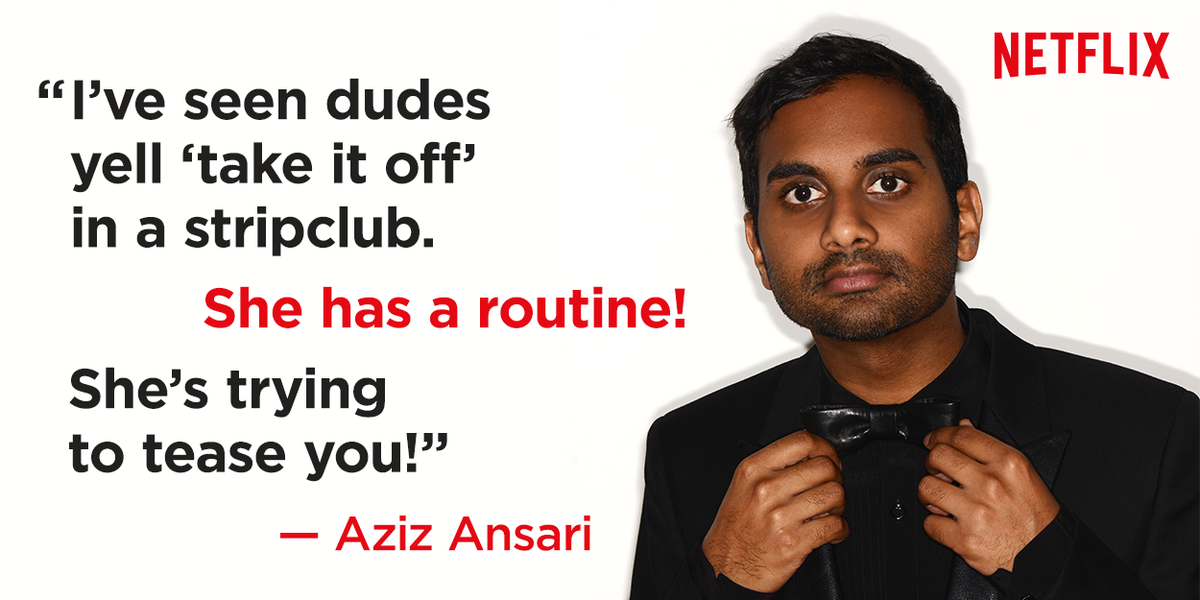 netflix's tweet photo. Shut up and enjoy the show. Aziz Ansari: Live at Madison Square Garden #AzizMSG http://t.co/o7RPlHE2XP