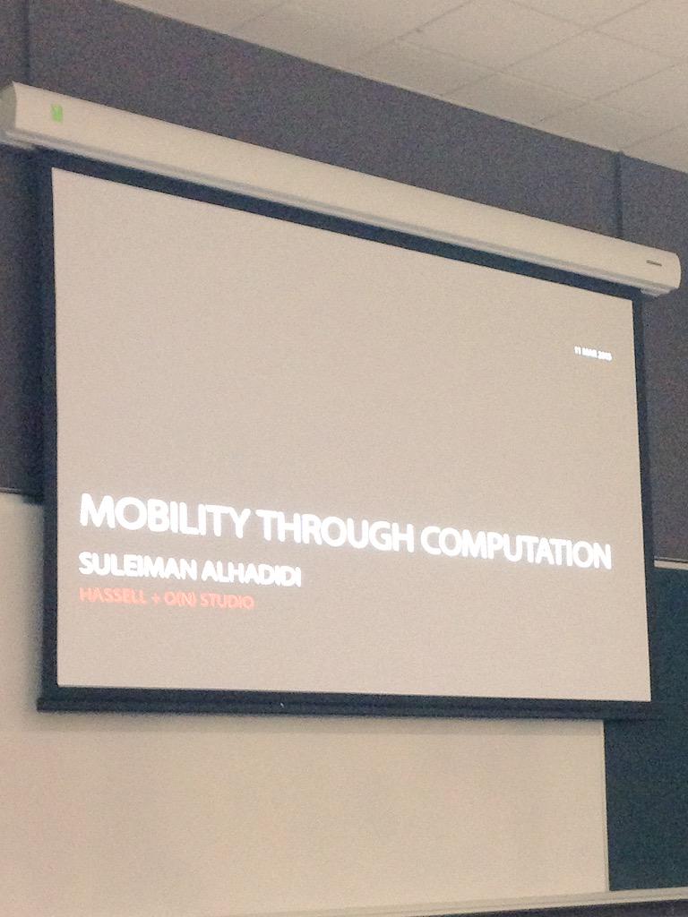 nicolelgh's tweet image. Suleiman Alhadidi from @HASSELL_Studio #sydney presents mobility through #computation #digitalcollab studio @UNSWCoDe
