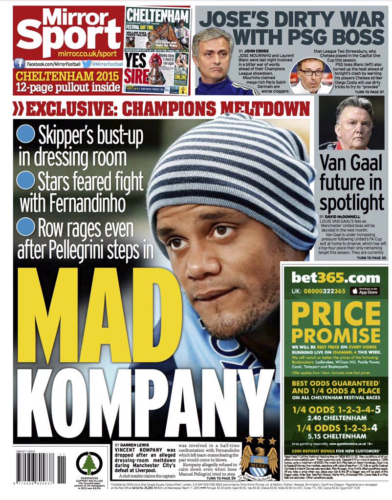 B xU PTWIAAukbQ Man Citys Vincent Kompany dropped after bust up with Fernandinho at HT of Liverpool defeat [Mirror]