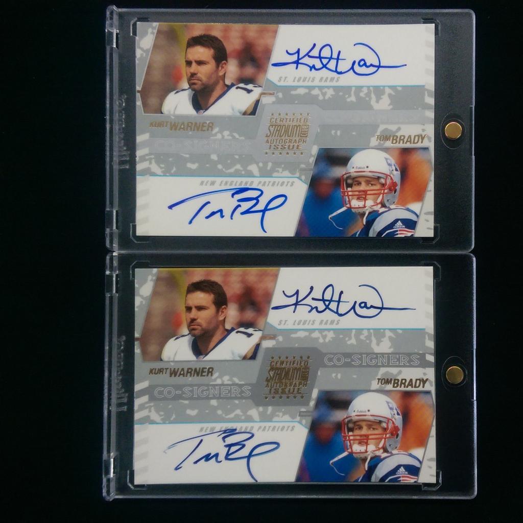 RbiCru7's tweet image. #pickup 2002 #TomBrady @kurt13warner @ToppsFB Stadium Club #dualauto #stlouisrams #newenglandpatriots @UltraProIntl