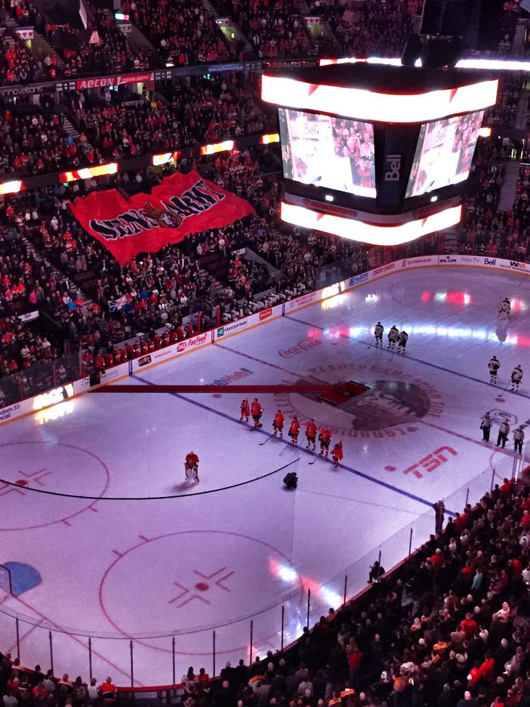 ChrissyWozniak's tweet photo. #Sens game with #FarmShowPal @JaylorMike tonight!! #OVFS15 #Senators (#Leafs fan wanting Boston crushed!) http://t.co/RROhFKjrvn