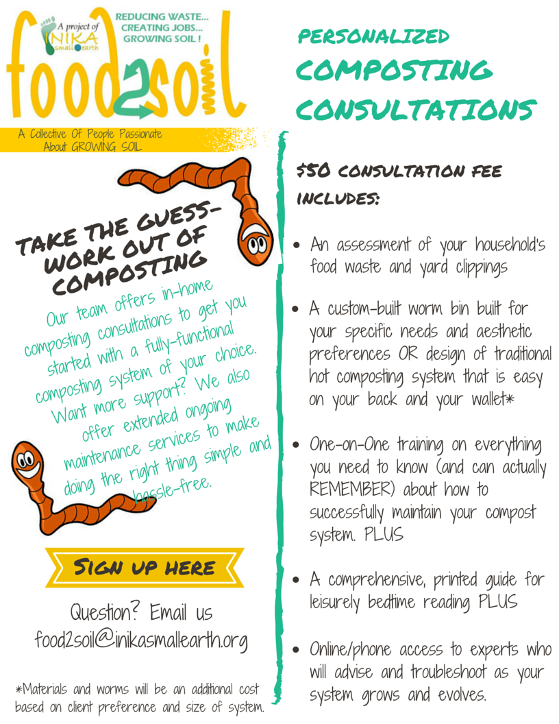 InikaSmallEarth's tweet image. We'll help you grow soil with our personalized, in-home consultations from Food2Soil! RSVP: goo.gl/dJGvjJ