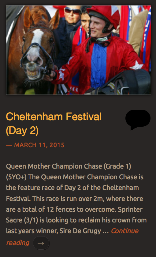 PollyRodgers's tweet photo. Cheltenham: #AllThingsRacing 

Champion Chase &amp; #PollysPicks for Day 2.

https://t.co/EGHXh9pw2y

RT's Appreciated. http://t.co/BwfnW4zcxW