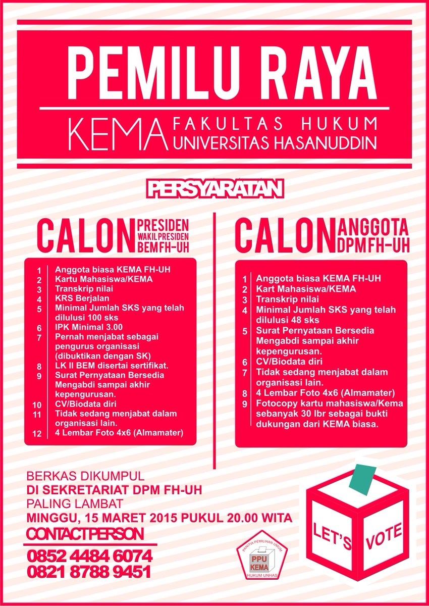 Pendaftaran bakal calon Presiden dan Wakil Presiden dan Anggota DPM telahh dibuka