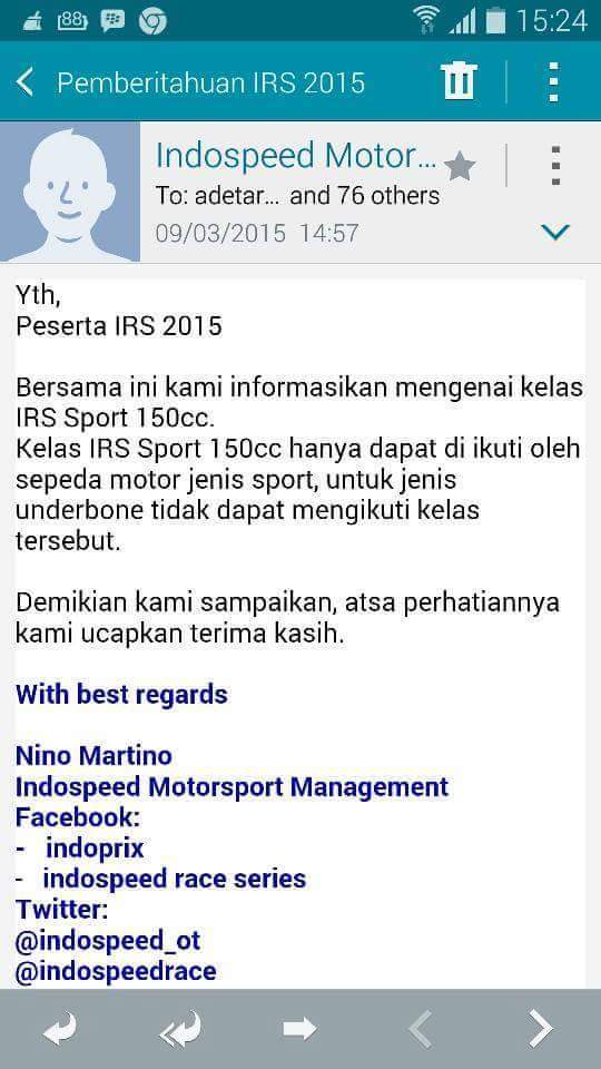 Ini dia pernyataan dari pihak <a href="/IndospeedRace/">IRS</a> . Bagaimana pendapat kalian? #adm_551