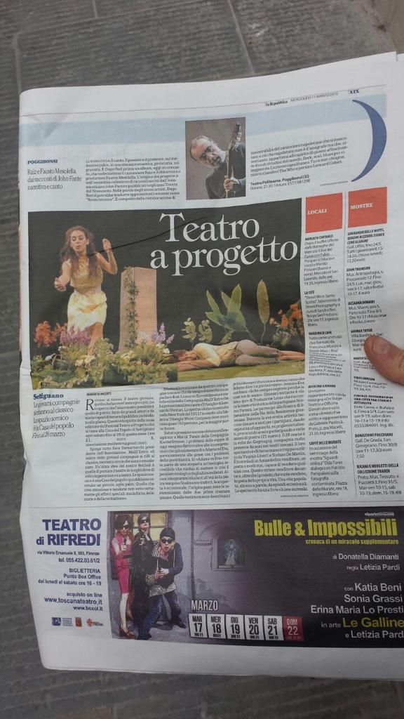 #TeatroaProgetto su <a href="/rep_firenze/">Repubblica Firenze</a> <a href="/MalDEstroFI/">MalD'Estro Teatro</a> #soddisfazioni <a href="/briguzia/">Matteo Brighenti</a> <a href="/AleBezzi/">Alessandro Bezzi</a> Grazie #RobertoIncerti