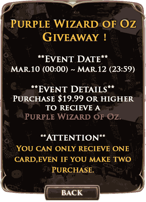 Alicevswndrlnd's tweet photo. #Wonderland don't miss the opportunity! Purchase $19.99 or higher and receive a #FREE Purple Wizard of Oz Card. http://t.co/nzJSbLiq2c