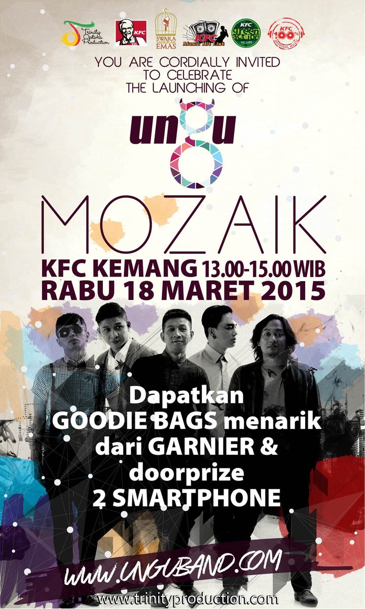 UNGU_Tweet's tweet photo. Cliquers, datang &amp; ramaikan  Launching ALBUM MOZAIK bersama UNGU!
18 Maret 2015 @ KFC Kemang, Jakarta http://t.co/jnijc8UOUc