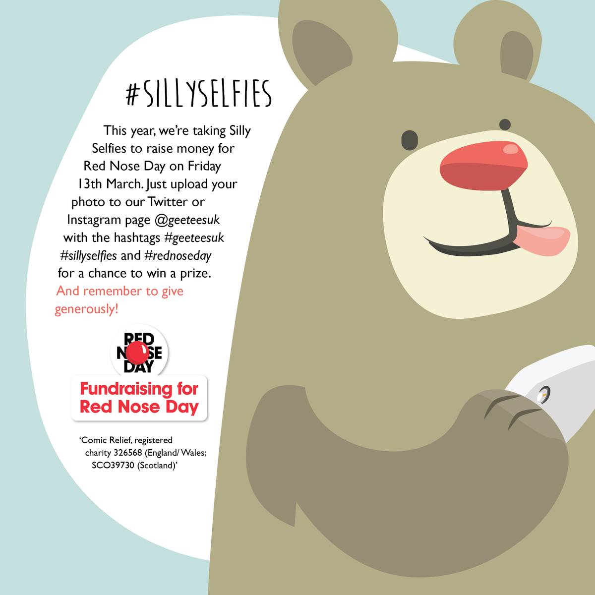 GeeTeesUK's tweet photo. COMPETITION TIME. #geeteesuk #sillyselfies #rednoseday #competition http://t.co/2VTXjBuHcN
