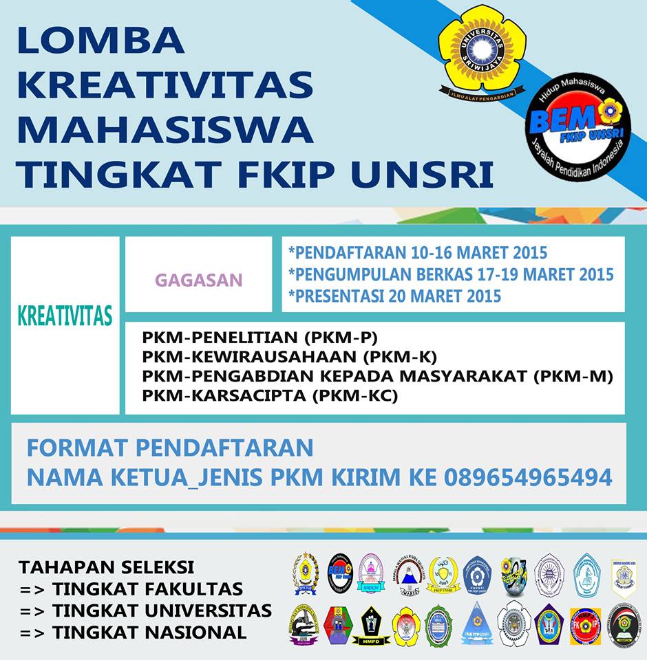 untuk lo mahasiswa fkip yang kreatif , ikuti lah program kreativitas mahasiswa . Cp : 089654965494 muehe #berkarakter