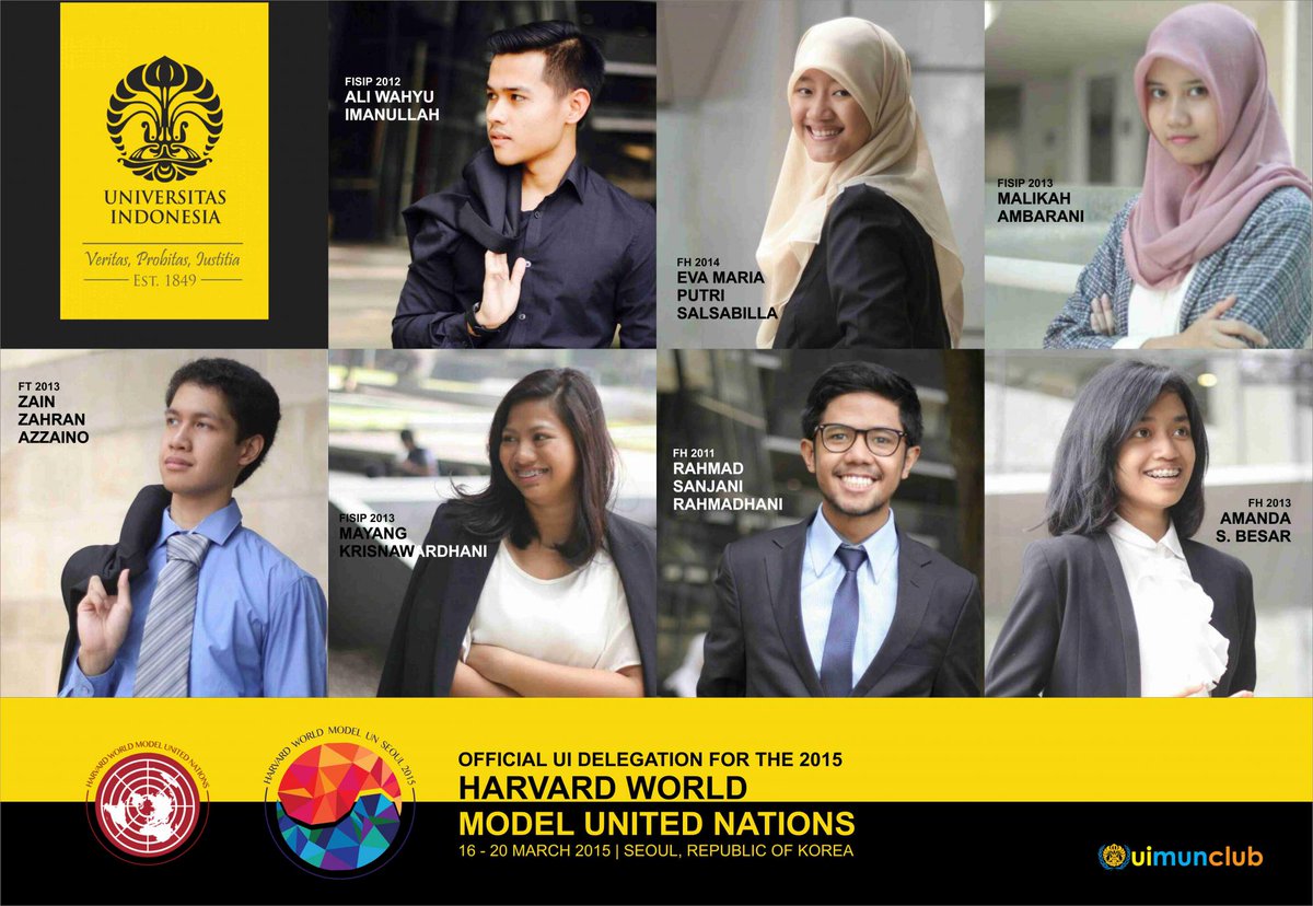 #beritaUI 8 Mahasiswa UI Akan Berkompetisi Pada Harvard <a href="/WorldModelUN/">Harvard WorldMUN</a> di Seoul, Korea Selatan ow.ly/KbLMA