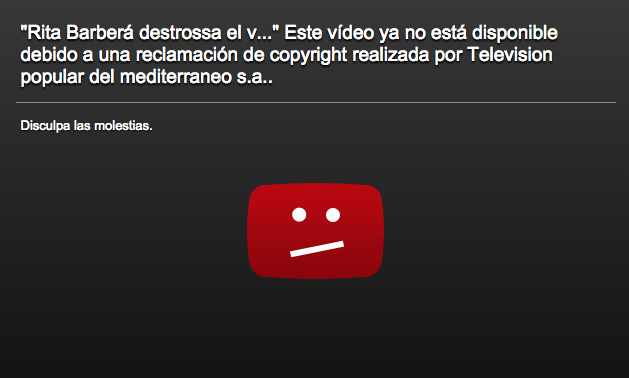 TV Mediterráneo 'borra' el vídeo del #caloret de YouTube al reclamar sus derechos de Copyright bit.ly/1b1oUsZ